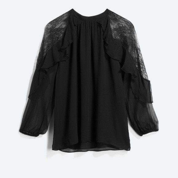 royal project Tops - Arden Lace Inset Silk Blouse